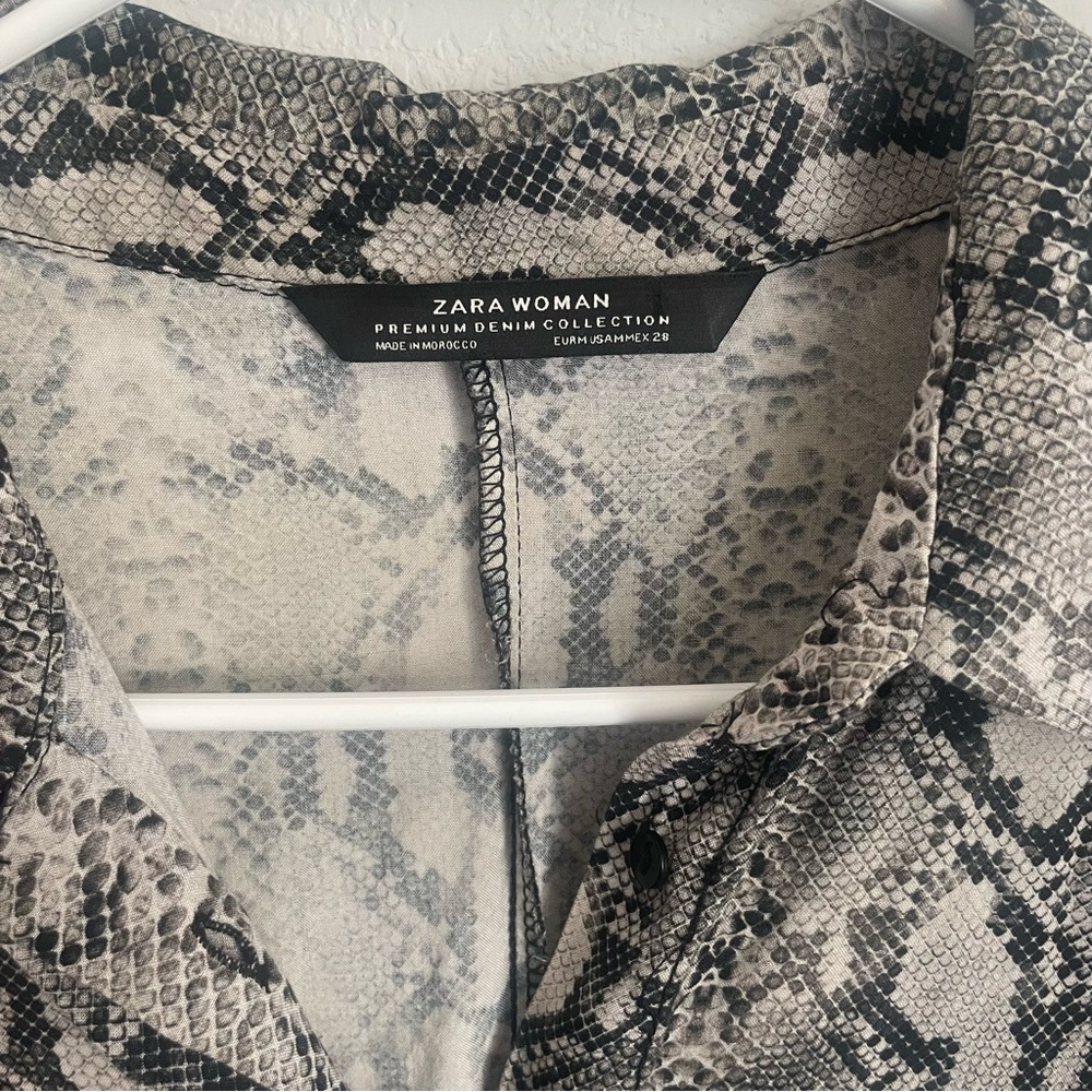 Zara Snake Print Maxi Shirt Dress Black Gray Animal Print Women’s XS - Picture 9 of 14